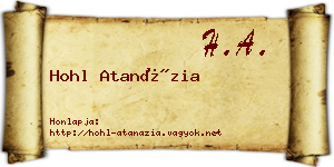 Hohl Atanázia névjegykártya